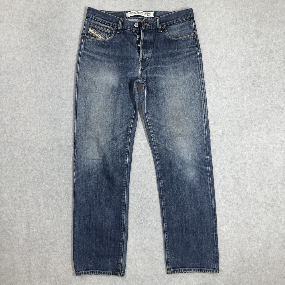 Vintage Diesel KULTER Jeans Mens 34x32 Blue Straight Leg Faded Button Fly Italy